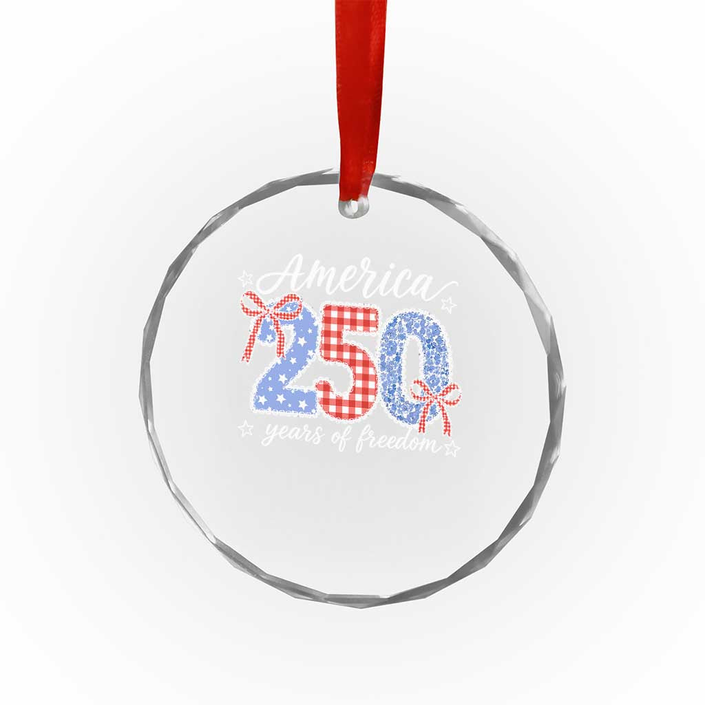 Girly America 250 Years Of Freedom Crystal Glass Ornament 4th of July Coquette Bow