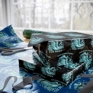 Give Sexual Assault The Boot Wrapping Paper Roll Cowgirl Awareness Month Teal Ribbon Support TS10 Black Print Your Wear