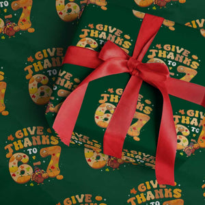Give Thanks To 67 Wrapping Paper Roll Funny Brainrot Six Seven Meme Thanksgiving Gift TS12 Green Print Your Wear
