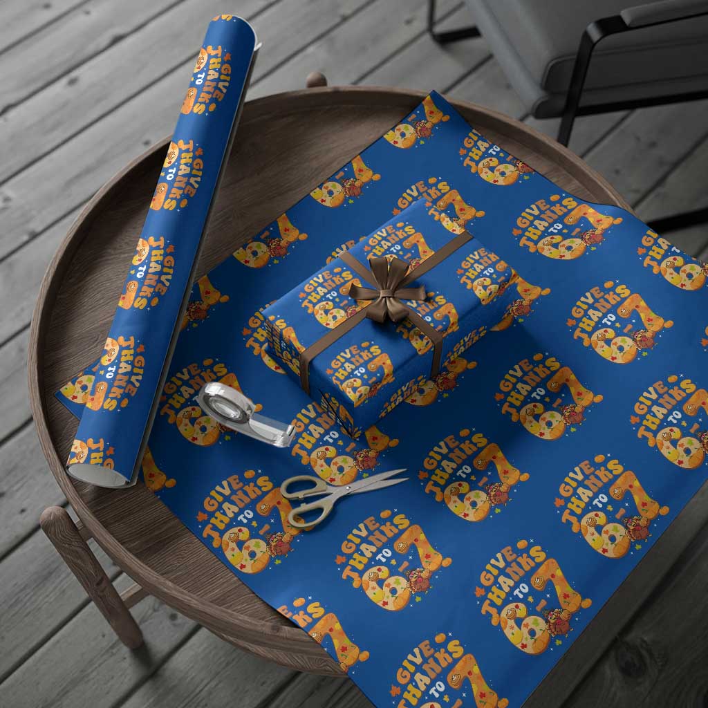 Give Thanks To 67 Wrapping Paper Roll Funny Brainrot Six Seven Meme Thanksgiving Gift TS12 Blue Print Your Wear