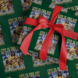 Give Us This Day Our Daily Shred Funny Christian Jesus Rock Wrapping Paper Roll Faith Humor Music Lover Inspired Gift TS02 Green Print Your Wear