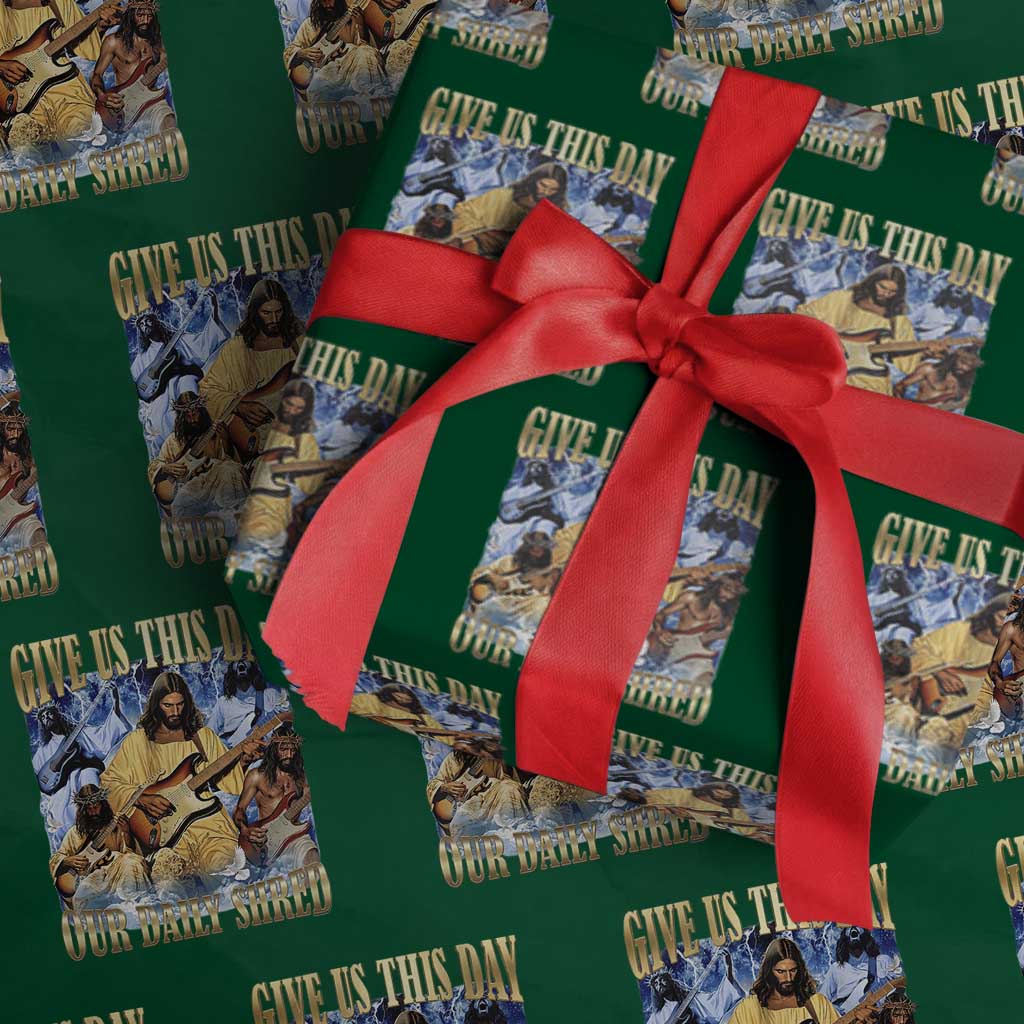 Give Us This Day Our Daily Shred Funny Christian Jesus Rock Wrapping Paper Roll Faith Humor Music Lover Inspired Gift TS02 Green Print Your Wear