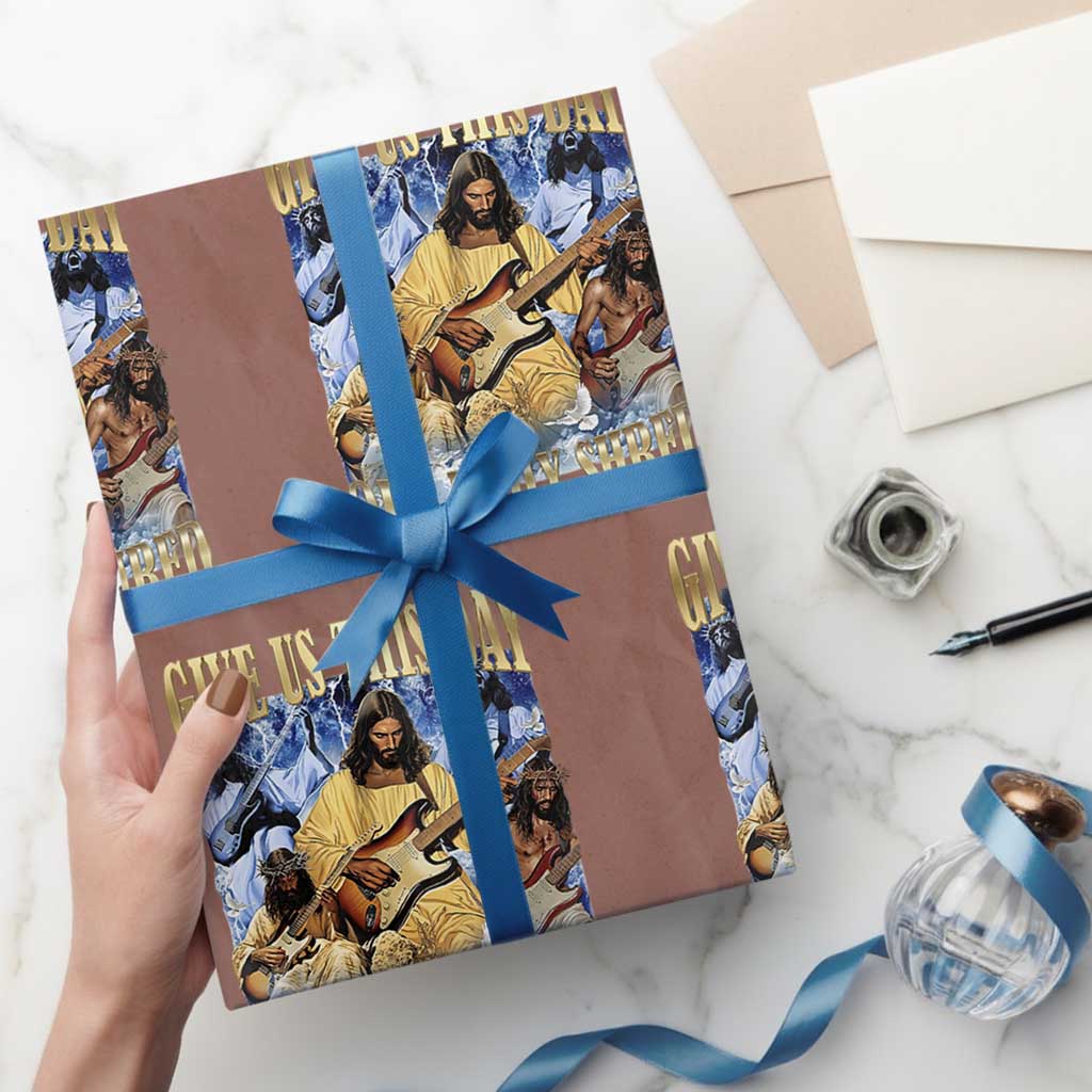 Give Us This Day Our Daily Shred Funny Christian Jesus Rock Wrapping Paper Roll Faith Humor Music Lover Inspired Gift TS02 Mocha Print Your Wear
