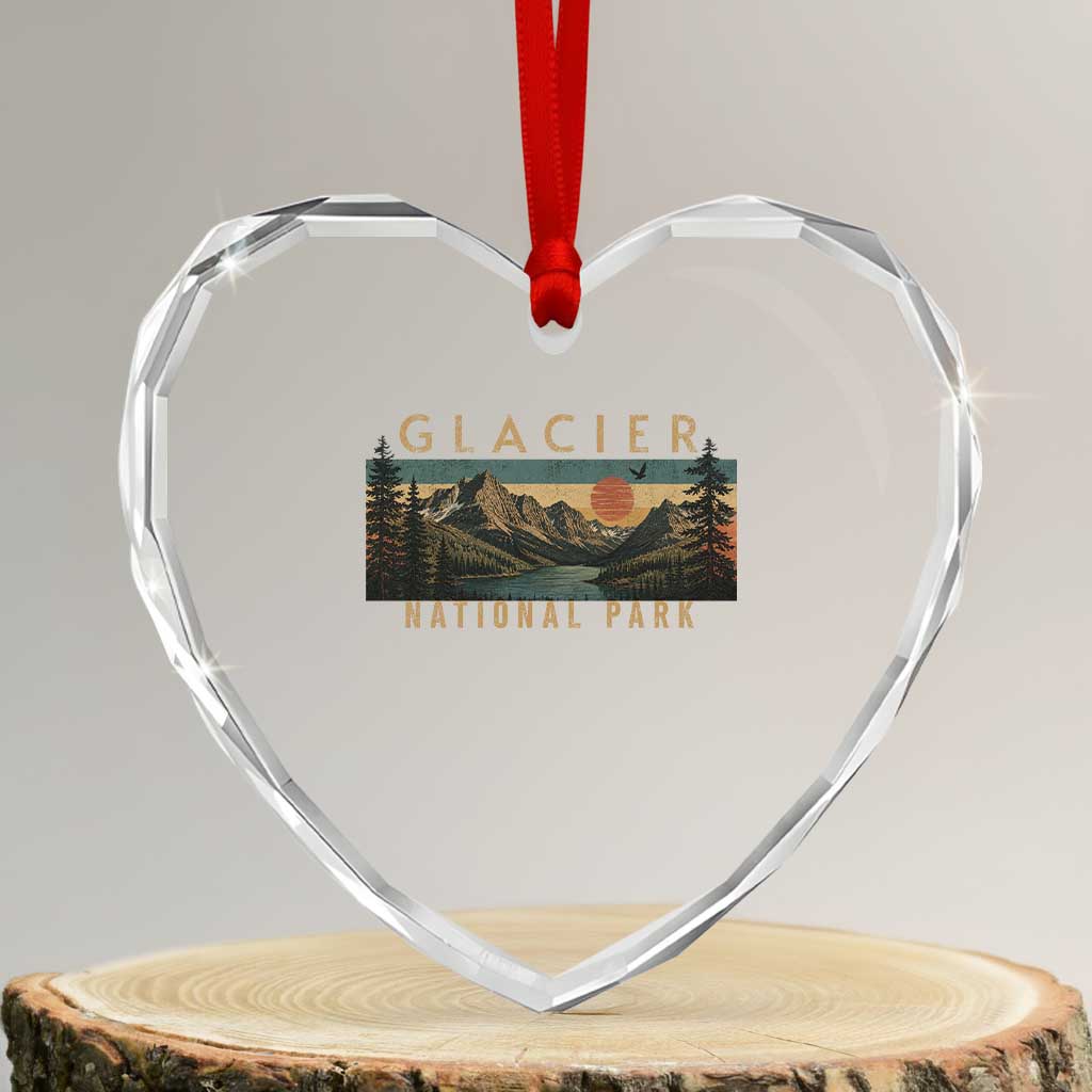 Glacier National Park Heart Crystal Glass Ornament Montana Wildlife Nature Lover TS11 Transparent Glass 3'' Heart Print Your Wear