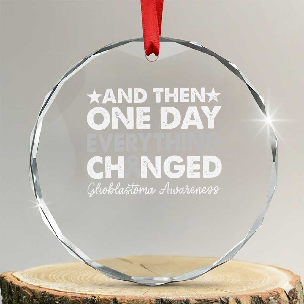 Glioblastoma Awareness Crystal Glass Ornament Retro Fight Brain Tumor Cure Gray Ribbon TS10 Transparent Glass 3'' Circle Print Your Wear