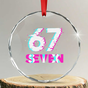 Glitch Optical Illusion Six Seven Meme Crystal Glass Ornament Gen Alpha Slang Gift TS12 Transparent Glass 3'' Circle Print Your Wear
