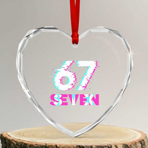 Glitch Optical Illusion Six Seven Meme Heart Crystal Glass Ornament Gen Alpha Slang Gift TS12 Transparent Glass 3'' Heart Print Your Wear