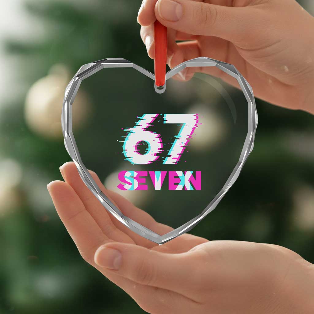 Glitch Optical Illusion Six Seven Meme Heart Crystal Glass Ornament Gen Alpha Slang Gift TS12 Print Your Wear