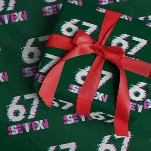 Glitch Optical Illusion Six Seven Meme Wrapping Paper Roll Gen Alpha Slang Gift TS12 Green Print Your Wear