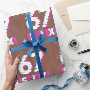 Glitch Optical Illusion Six Seven Meme Wrapping Paper Roll Gen Alpha Slang Gift TS12 Mocha Print Your Wear