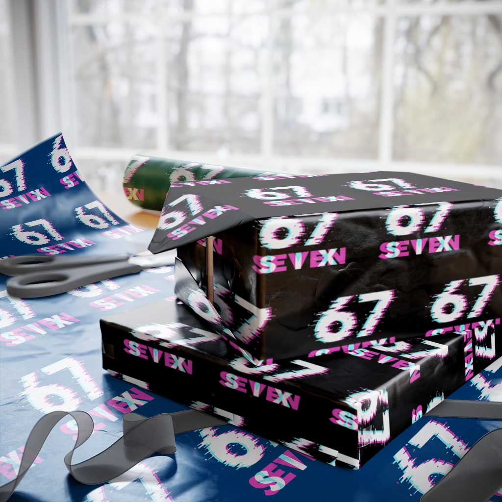 Glitch Optical Illusion Six Seven Meme Wrapping Paper Roll Gen Alpha Slang Gift TS12 Black Print Your Wear