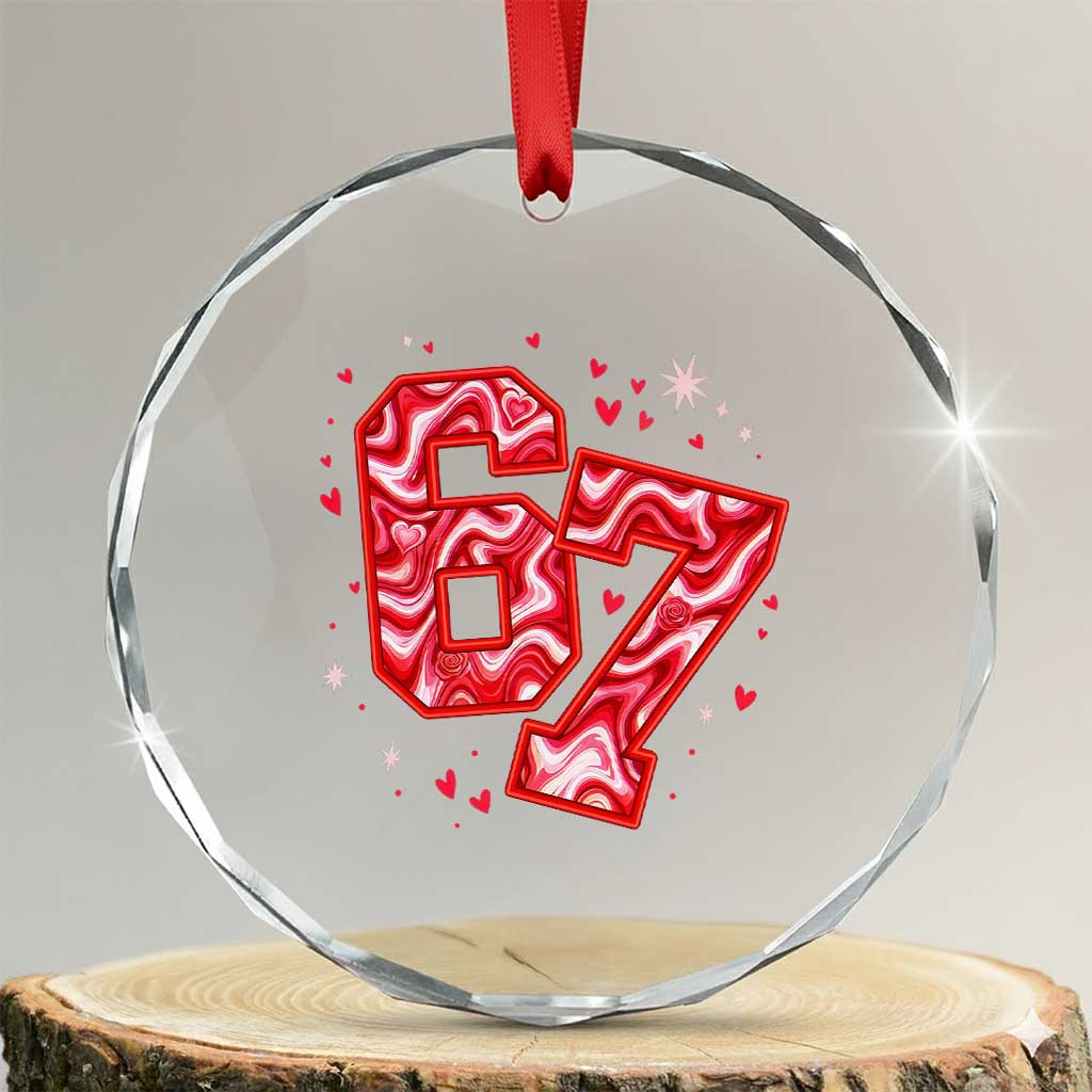 Glitch Swirl Effect Printed Six Seven Meme Crystal Glass Ornament Valentines Day Gift TS12 Transparent Glass 3'' Circle Print Your Wear