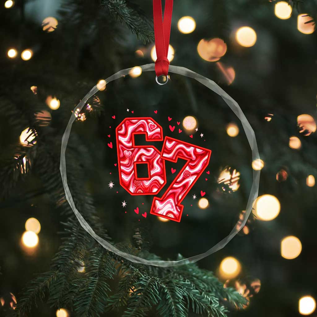 Glitch Swirl Effect Printed Six Seven Meme Crystal Glass Ornament Valentines Day Gift TS12 Print Your Wear