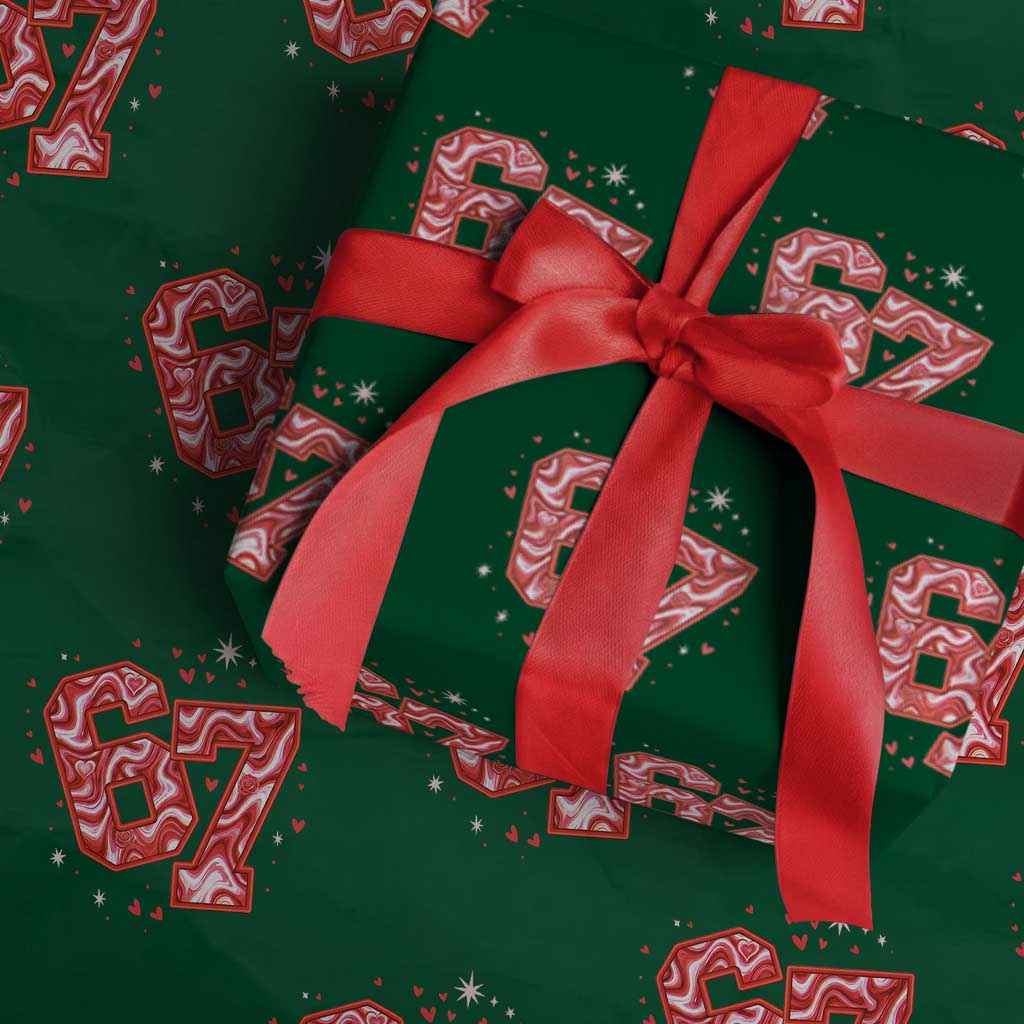 Glitch Swirl Effect Printed Six Seven Meme Wrapping Paper Roll Valentines Day Gift TS12 Green Print Your Wear