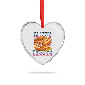 Glizzy Gobbler Heart Crystal Glass Ornament Vintage Hot Dog Meme Funny Foodie Gen Z TS10 Print Your Wear