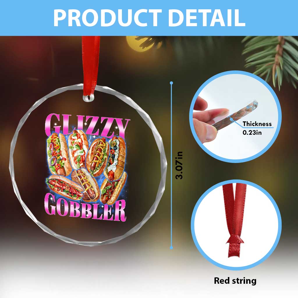 Glizzy Gobbler Hot Dog Meme Crystal Glass Ornament Meme Hilarious Hotdog Glizzy Lovers TS10 Print Your Wear