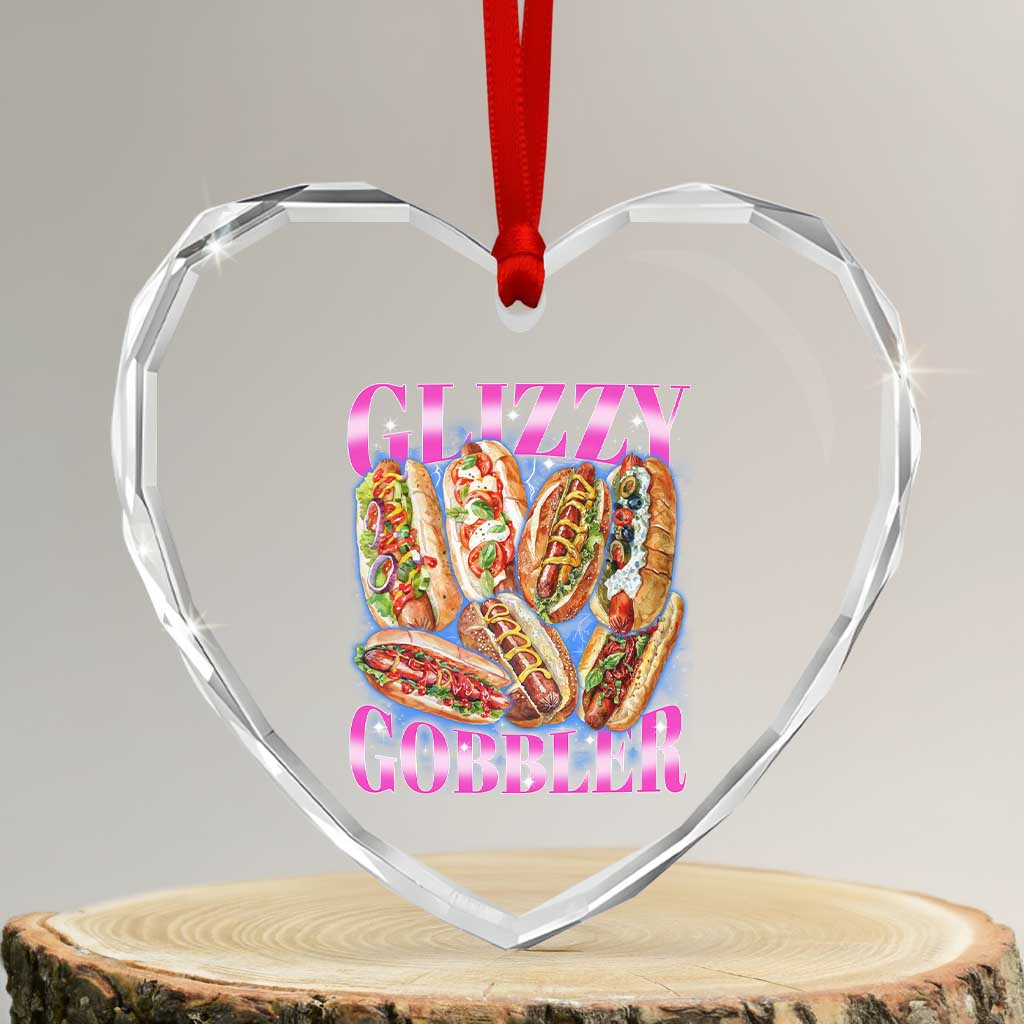 Glizzy Gobbler Hot Dog Meme Heart Crystal Glass Ornament Meme Hilarious Hotdog Glizzy Lovers TS10 Transparent Glass 3'' Heart Print Your Wear