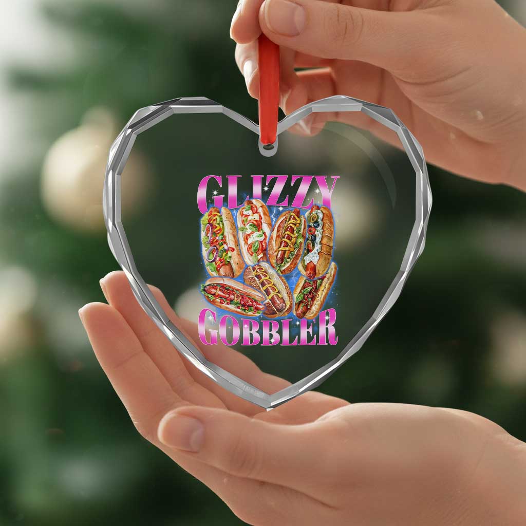Glizzy Gobbler Hot Dog Meme Heart Crystal Glass Ornament Meme Hilarious Hotdog Glizzy Lovers TS10 Print Your Wear