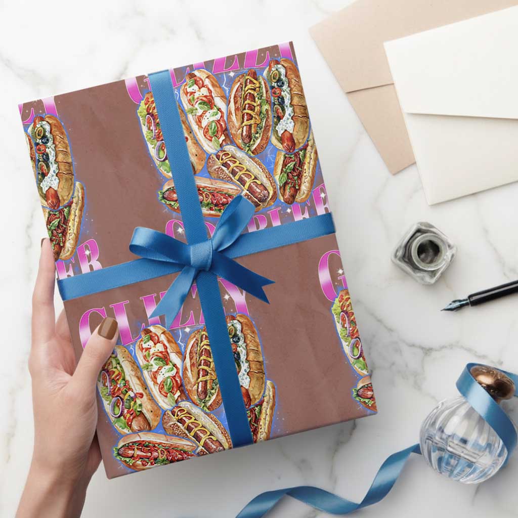 Glizzy Gobbler Hot Dog Meme Wrapping Paper Roll Meme Hilarious Hotdog Glizzy Lovers TS10 Mocha Print Your Wear