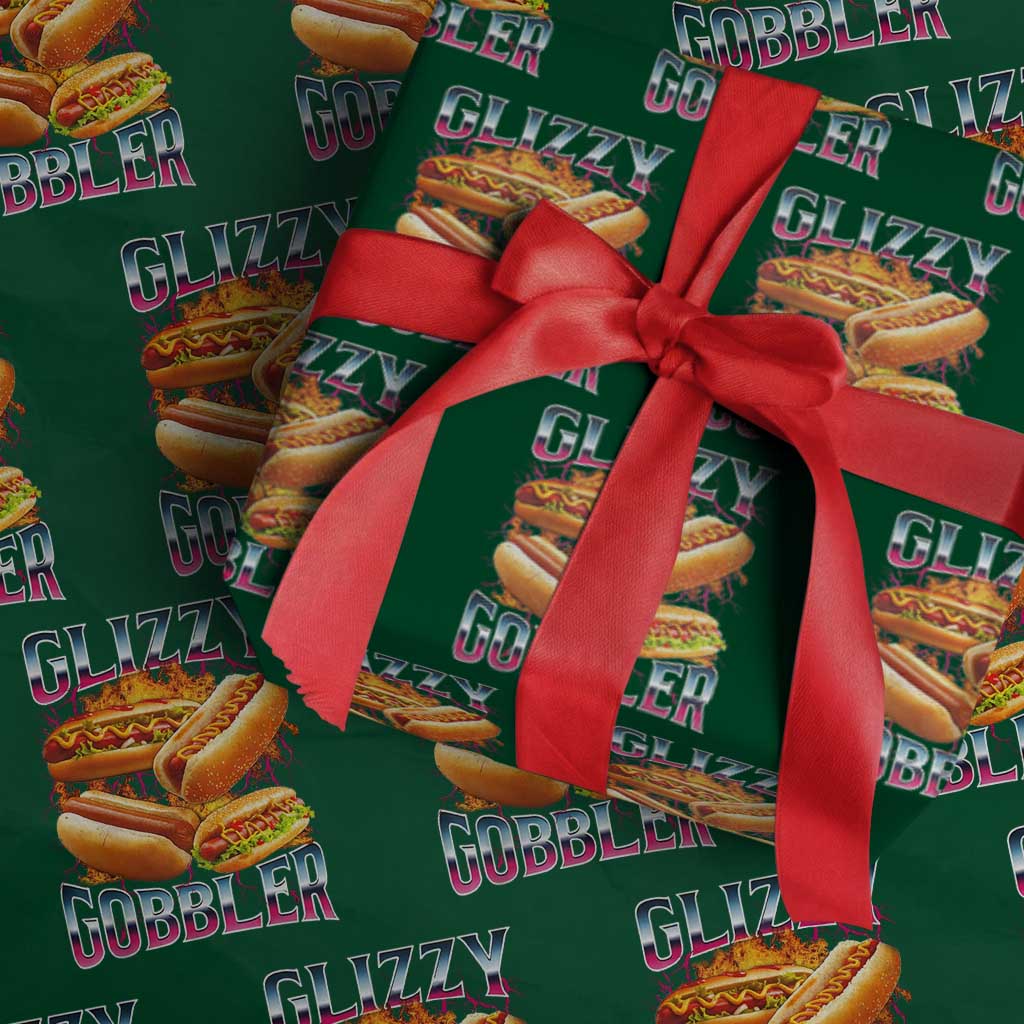 Glizzy Gobbler Wrapping Paper Roll Vintage Hot Dog Meme Funny Foodie Gen Z TS10 Green Print Your Wear