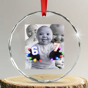 Gloving Niche 67 Ai Baby Meme Crystal Glass Ornament Six Seven Hand Funny Laughing Baby TS10 Transparent Glass 3'' Circle Print Your Wear