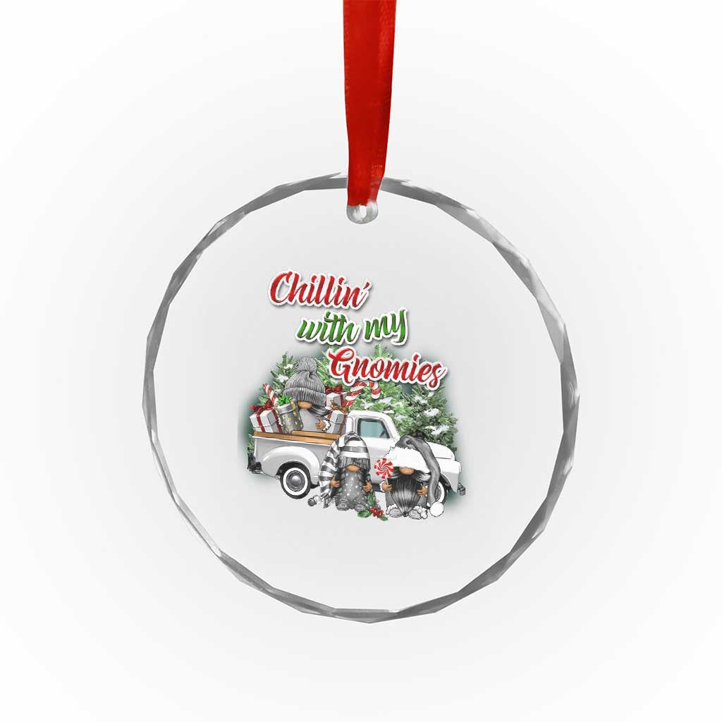 Gnome Christmas Crystal Glass Ornament Chillin With My Gnomies Xmas Truck TS02 Print Your Wear