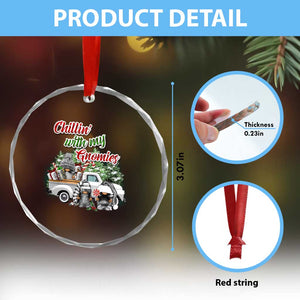 Gnome Christmas Crystal Glass Ornament Chillin With My Gnomies Xmas Truck TS02 Print Your Wear