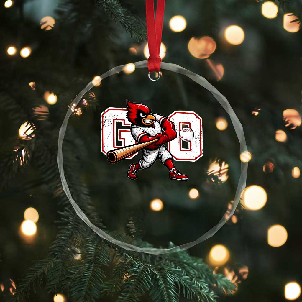 Go Cardinal Playing Baseball Graphic Crystal Glass Ornament for Sports Fan TS11 Print Your Wear