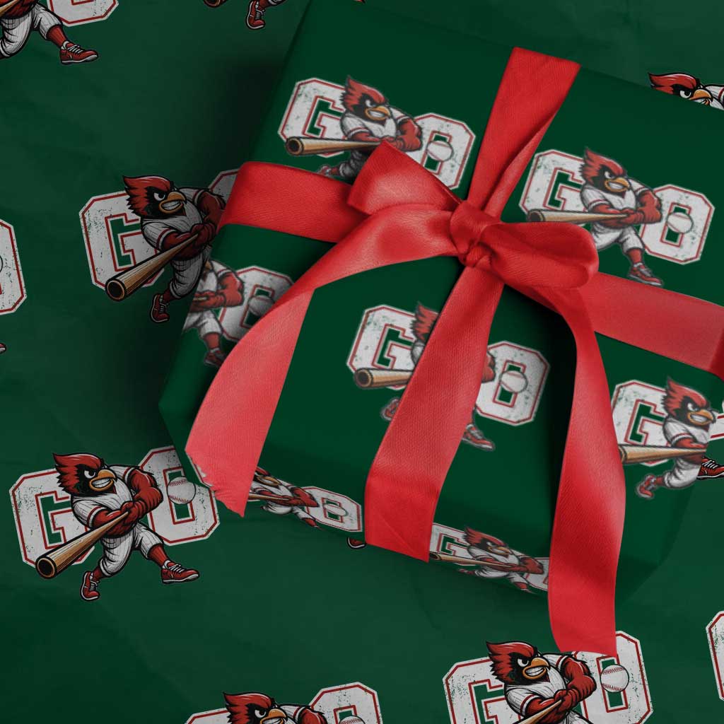 Go Cardinal Playing Baseball Graphic Wrapping Paper Roll for Sports Fan TS11 Green Print Your Wear