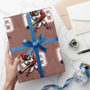 Go Cardinal Playing Baseball Graphic Wrapping Paper Roll for Sports Fan TS11 Mocha Print Your Wear