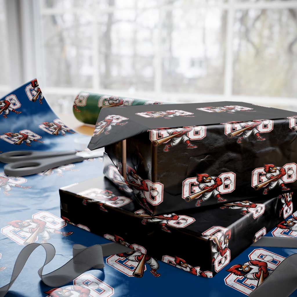 Go Cardinal Playing Baseball Graphic Wrapping Paper Roll for Sports Fan TS11 Black Print Your Wear