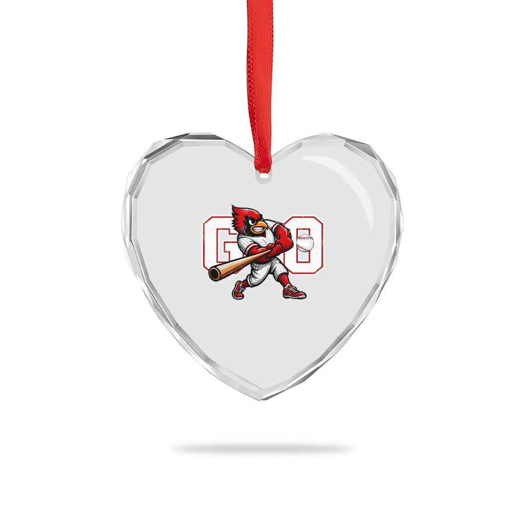 Go Cardinal Playing Baseball Graphic Heart Crystal Glass Ornament for Sports Fan TS11 Print Your Wear