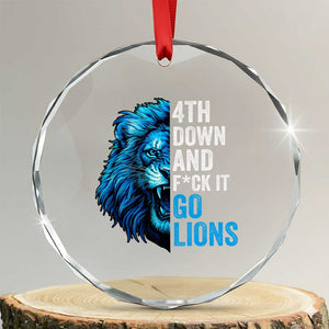 LF Game Day Crystal Glass Ornament Funny 4th Down F*ck It Blue Team Sports Fan TS10 Transparent Glass 3'' Circle Print Your Wear