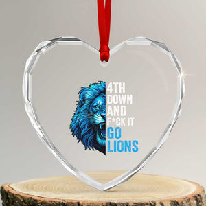 LF Game Day Heart Crystal Glass Ornament Funny 4th Down F*ck It Blue Team Sports Fan TS10 Transparent Glass 3'' Heart Print Your Wear