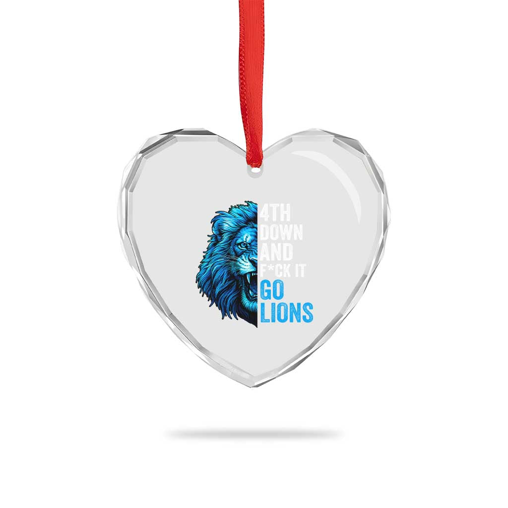 LF Game Day Heart Crystal Glass Ornament Funny 4th Down F*ck It Blue Team Sports Fan TS10 Print Your Wear