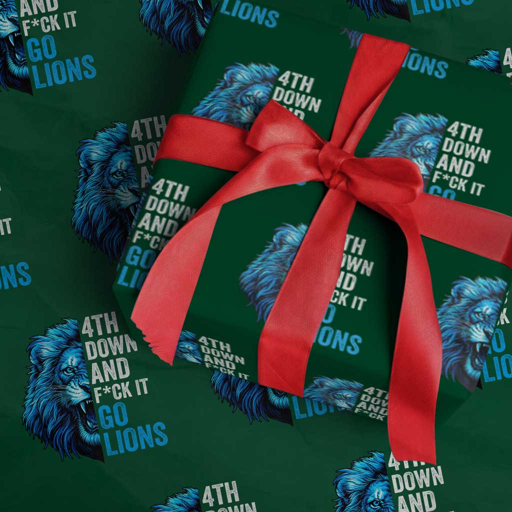 LF Game Day Wrapping Paper Roll Funny 4th Down F*ck It Blue Team Sports Fan TS10 Green Print Your Wear
