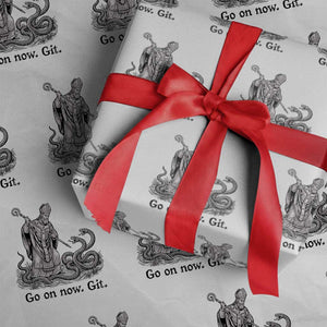 Go On Now Git Funny Saint Patrick Banishing Snakes Wrapping Paper Roll Irish History Humor St Patricks Day TS02 White Print Your Wear