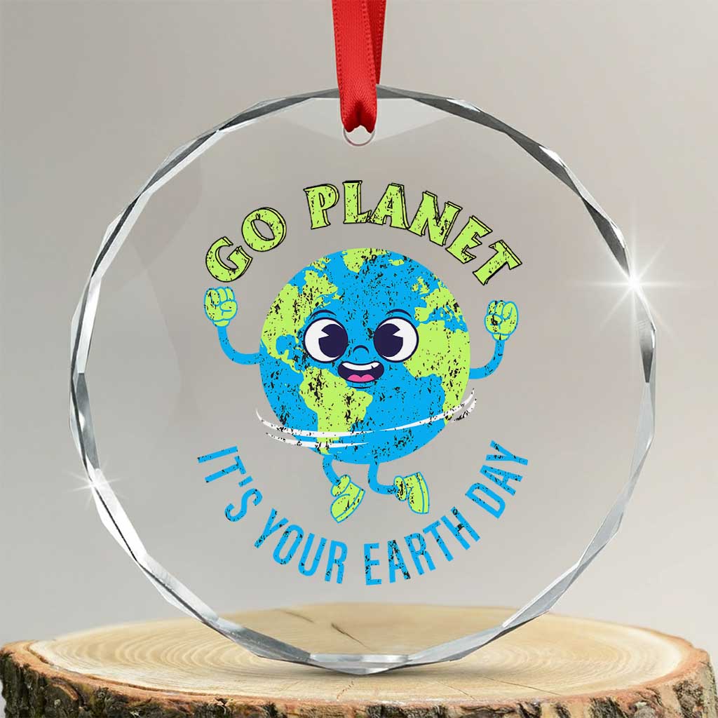 Go Planet It's Your Earth Day Crystal Glass Ornament TS02 Transparent Glass 3'' Circle Print Your Wear