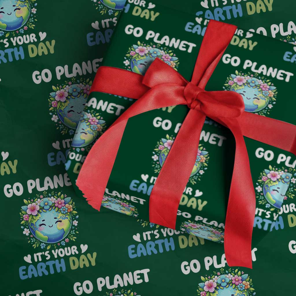 Go Planet It's Your Earth Day Wrapping Paper Roll Funny Sarcastic Nature Lover TS14 Green Print Your Wear