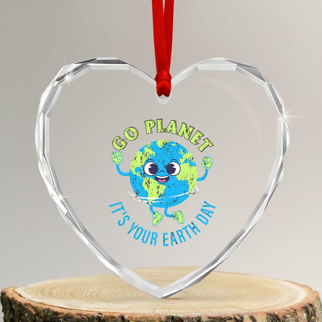 Go Planet It's Your Earth Day Heart Crystal Glass Ornament TS02 Transparent Glass 3'' Heart Print Your Wear