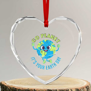 Go Planet It's Your Earth Day Heart Crystal Glass Ornament TS02 Transparent Glass 3'' Heart Print Your Wear