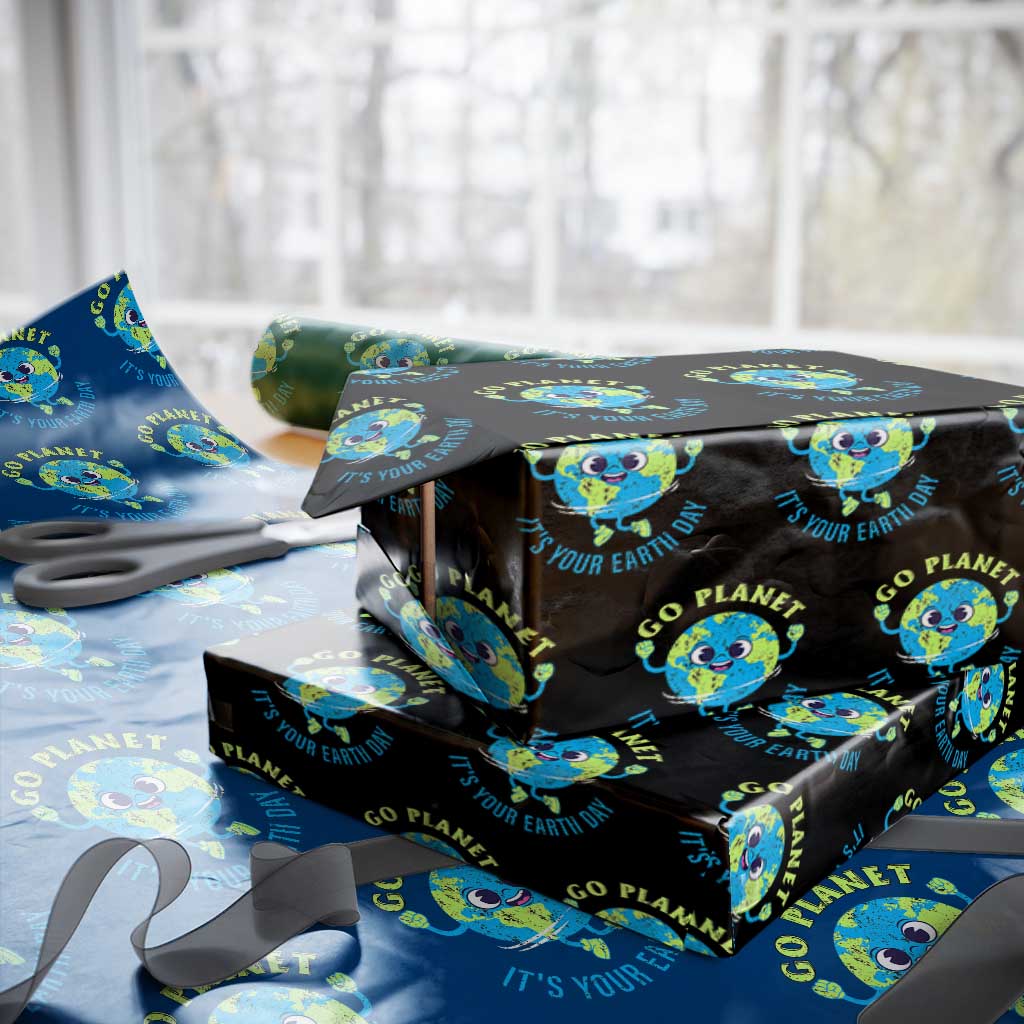 Go Planet It's Your Earth Day Wrapping Paper Roll TS02 Black Print Your Wear