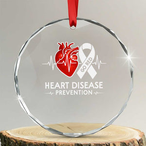 Go Red Heart Disease Prevention Crystal Glass Ornament Heartbeat CHD Wear Red February Month TS10 Transparent Glass 3'' Circle Print Your Wear