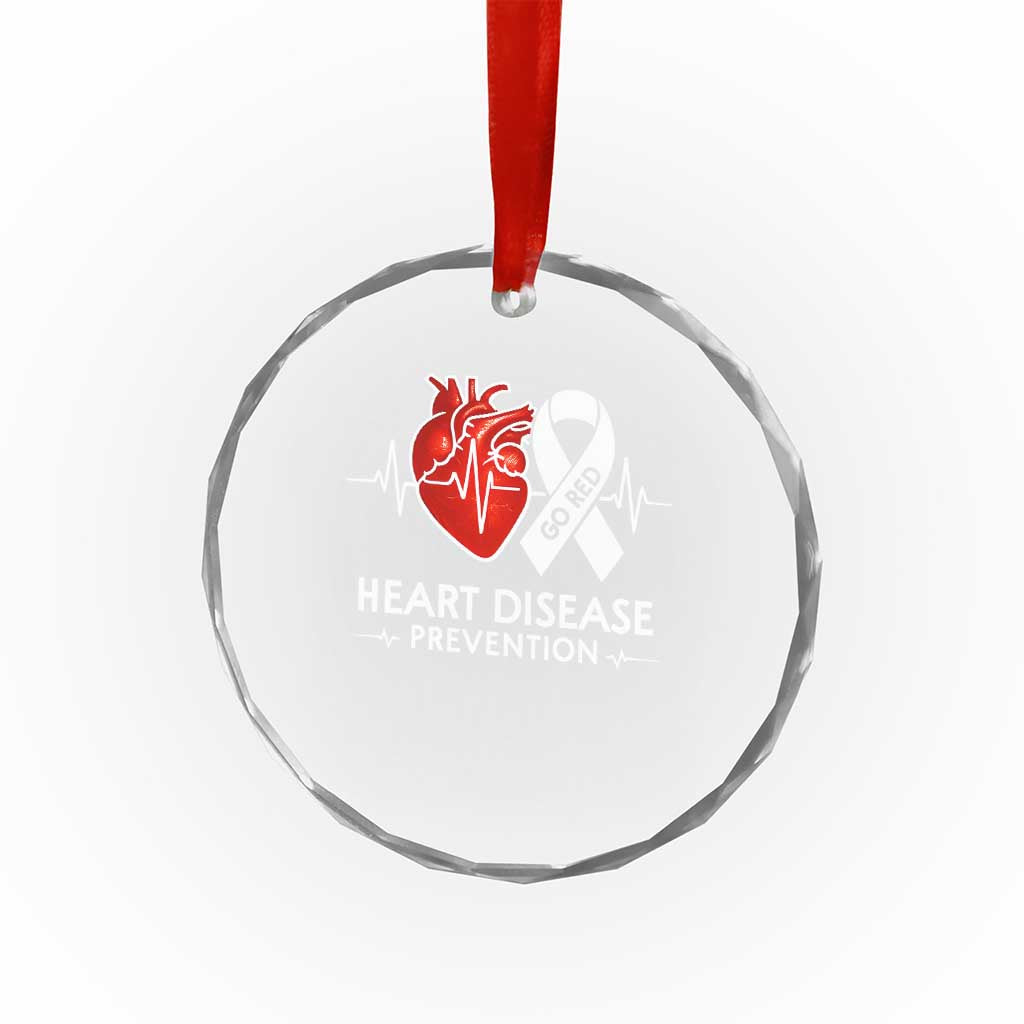 Go Red Heart Disease Prevention Crystal Glass Ornament Heartbeat CHD Wear Red February Month TS10 Print Your Wear
