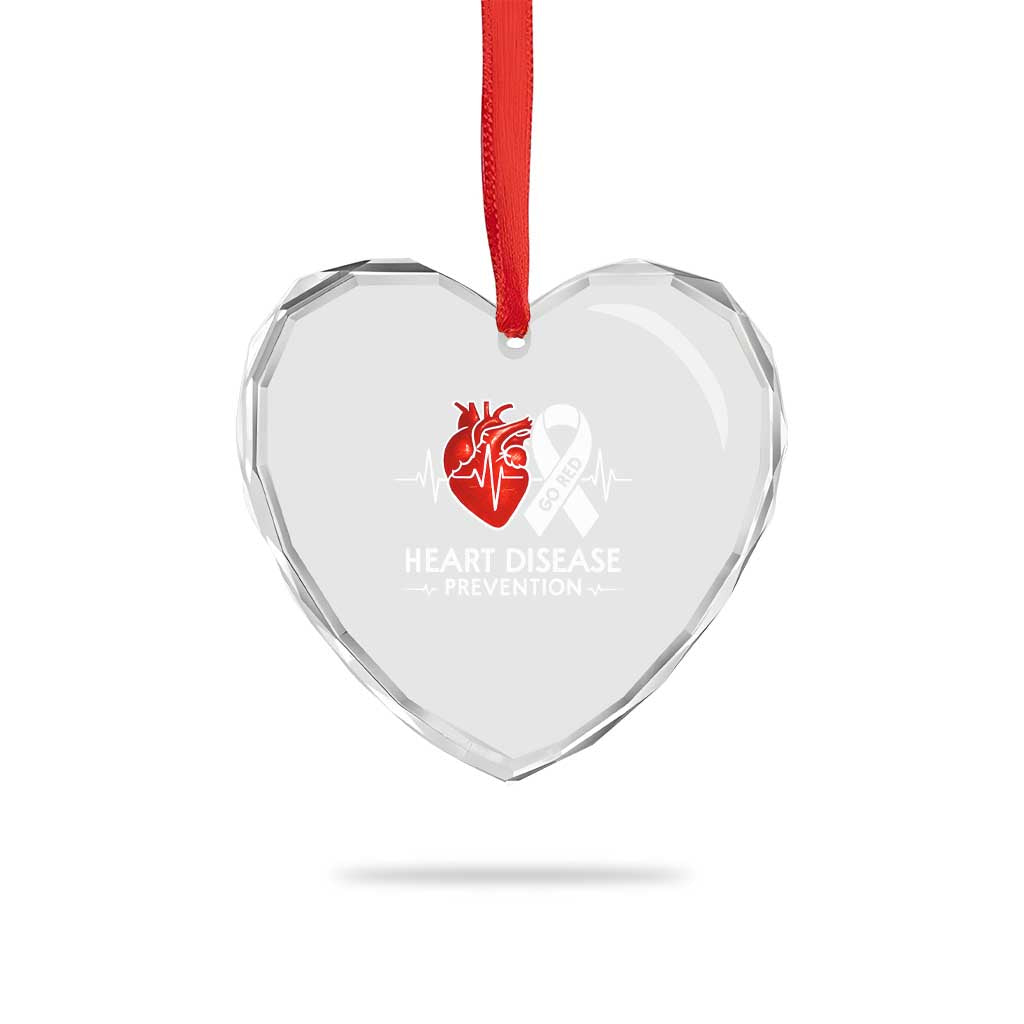 Go Red Heart Disease Prevention Heart Crystal Glass Ornament Heartbeat CHD Wear Red February Month TS10 Print Your Wear