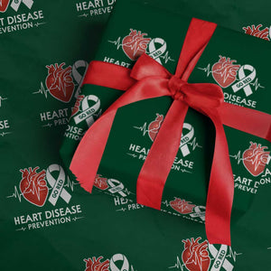 Go Red Heart Disease Prevention Wrapping Paper Roll Heartbeat CHD Wear Red February Month TS10 Green Print Your Wear