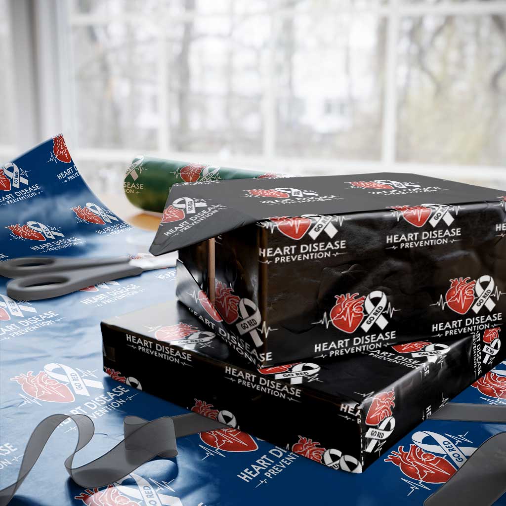 Go Red Heart Disease Prevention Wrapping Paper Roll Heartbeat CHD Wear Red February Month TS10 Black Print Your Wear