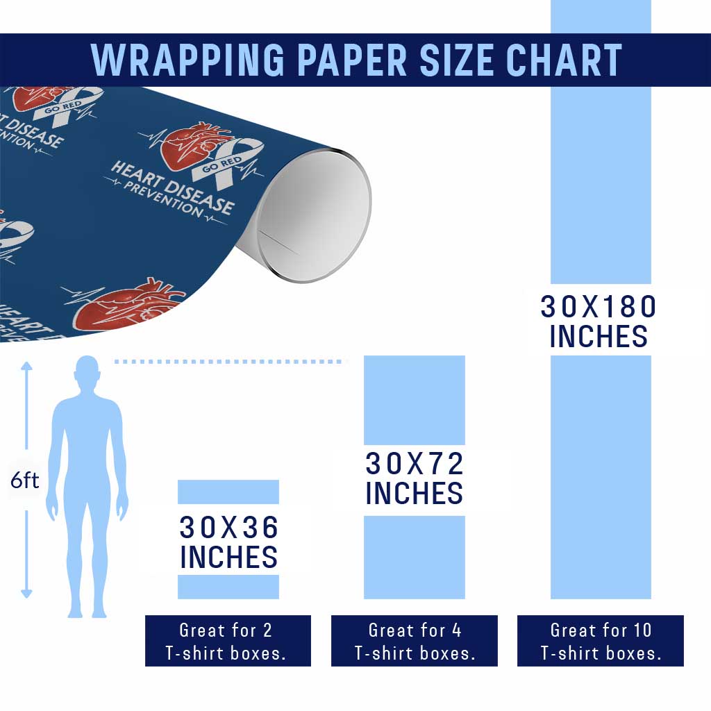 Go Red Heart Disease Prevention Wrapping Paper Roll Heartbeat CHD Wear Red February Month TS10 Print Your Wear