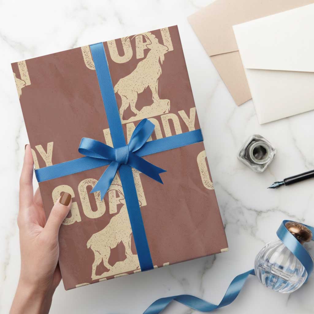 Goat Daddy Wrapping Paper Roll Funny Goat Father Vintage TS11 Mocha Print Your Wear