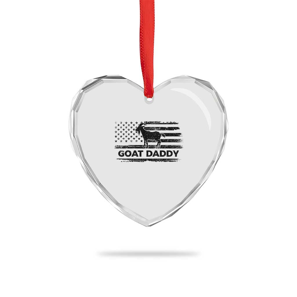 Goat Daddy Heart Crystal Glass Ornament Funny Fathers Day Presents For Goat Dad US Flag TS10 Print Your Wear